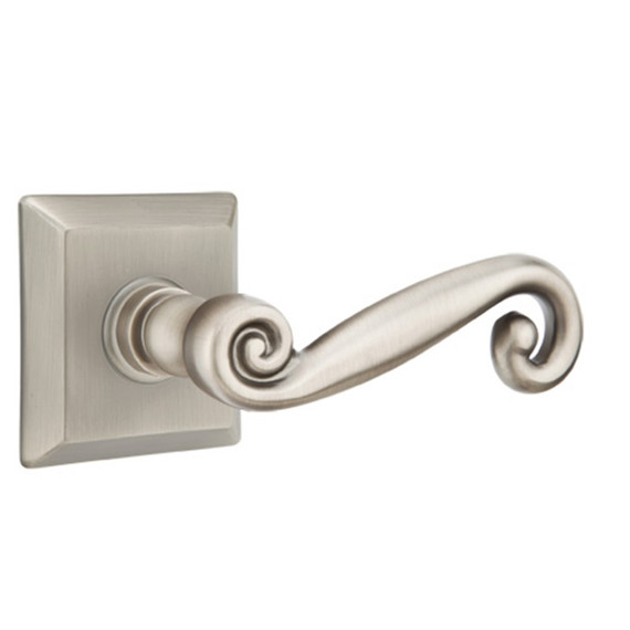 Emtek 8231-R-US15A Rustic Door Lever Privacy Set With Quincy Rosette Pewter