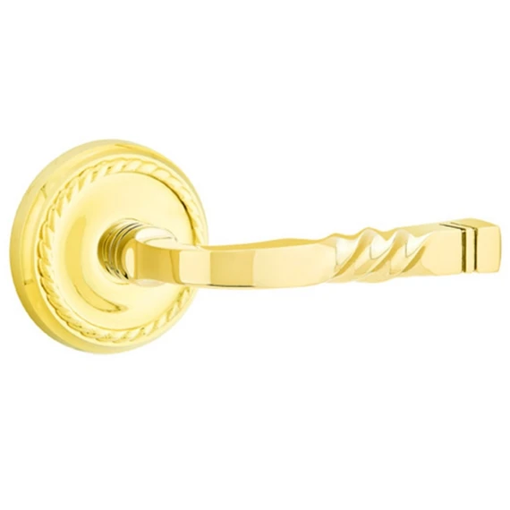 Emtek 8051-SF-US3 Santa Fe Door Lever Dummy Set With Rope Rosette Polished Brass