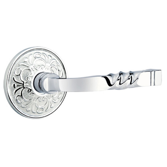 Emtek 8056-SF-US26 Santa Fe Door Lever Dummy Set With Lancaster Rosette Polished Chrome
