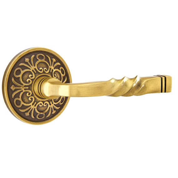 Emtek 8056-SF-US7 Santa Fe Door Lever Dummy Set With Lancaster Rosette French Antique