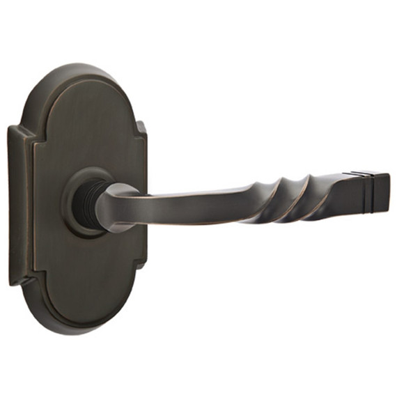 Emtek 8058-SF-US10B Santa Fe Door Lever Dummy Set With #8 Rosette Oil Rubbed Bronze