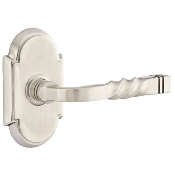 Emtek 8058-SF-US15 Santa Fe Door Lever Dummy Set With #8 Rosette Satin Nickel