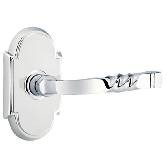 Emtek 8058-SF-US26 Santa Fe Door Lever Dummy Set With #8 Rosette Polished Chrome
