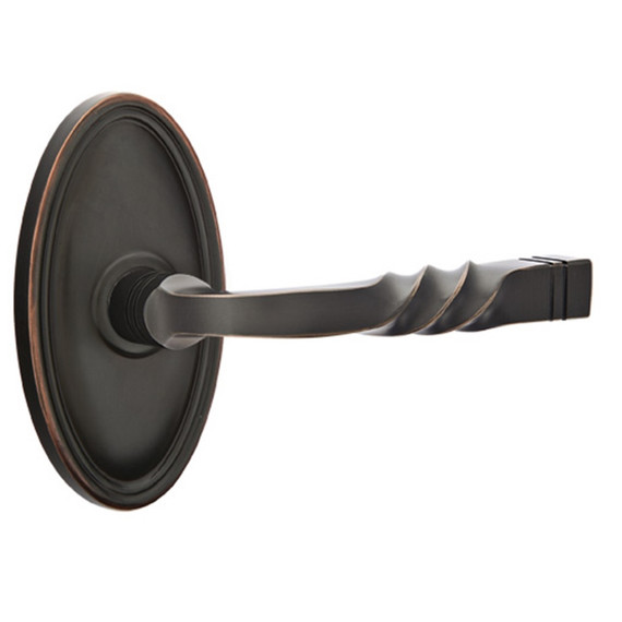 Emtek 8520-SF-US10B Santa Fe Door Lever Dummy Set With Oval Rosette Oil Rubbed Bronze