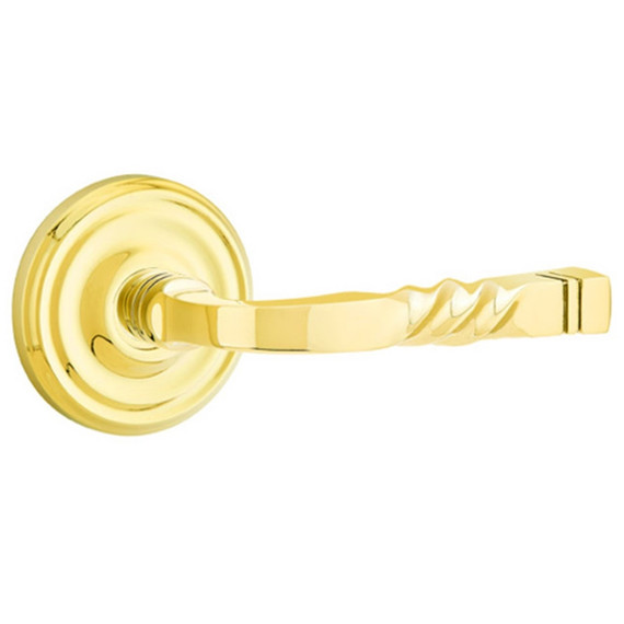 Emtek 8100-SF-US3 Santa Fe Door Lever Passage Set With Regular Rosette Polished Brass
