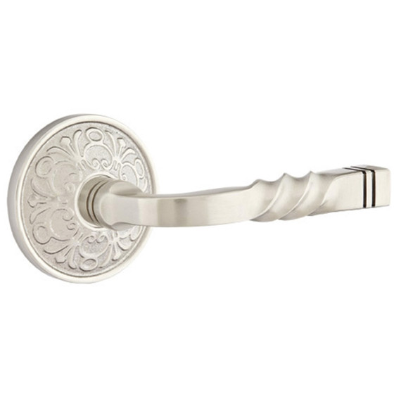Emtek 8106-SF-US15 Santa Fe Door Lever Passage Set With Lancaster Rosette Satin Nickel