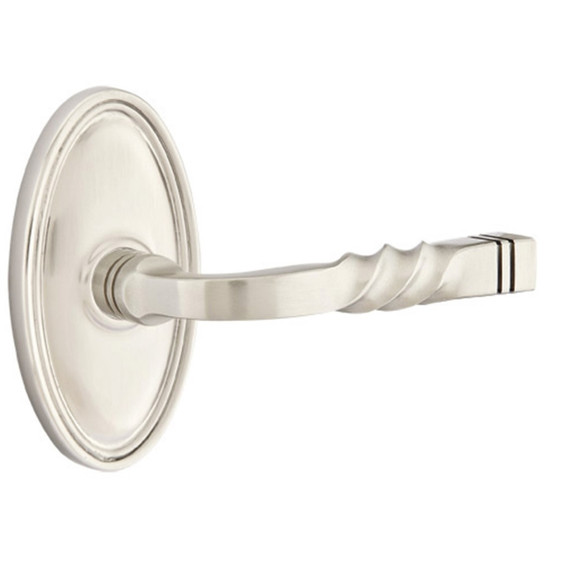 Emtek 8120-SF-US15 Santa Fe Door Lever Passage Set With Oval Rosette Satin Nickel