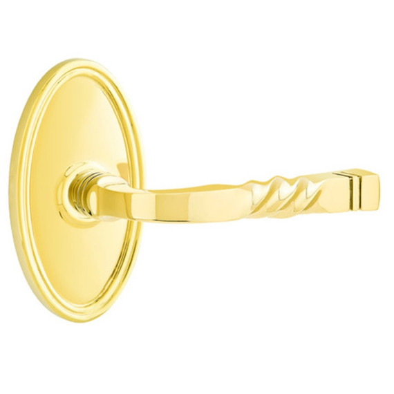 Emtek 8120-SF-US3 Santa Fe Door Lever Passage Set With Oval Rosette Polished Brass