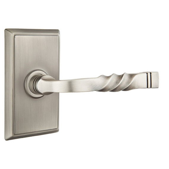 Emtek 8121-SF-US15A Santa Fe Door Lever Passage Set With Rectangular Rosette Pewter