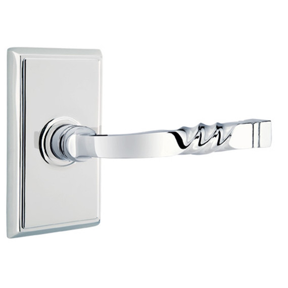 Emtek 8121-SF-US26 Santa Fe Door Lever Passage Set With Rectangular Rosette Polished Chrome