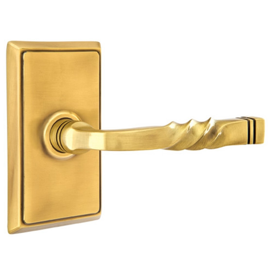 Emtek 8121-SF-US7 Santa Fe Door Lever Passage Set With Rectangular Rosette French Antique