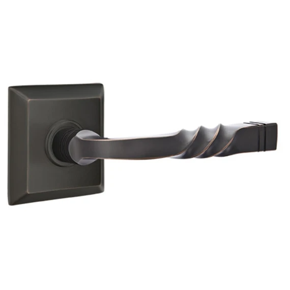 Emtek 8131-SF-US10B Santa Fe Door Lever Passage Set With Quincy Rosette Oil Rubbed Bronze