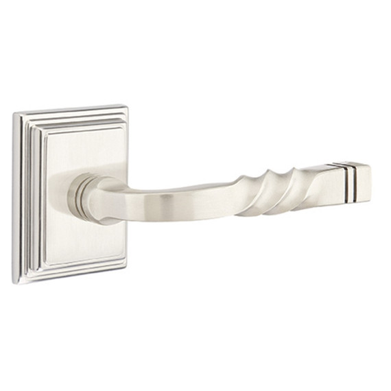 Emtek 8161-SF-US15 Santa Fe Door Lever Passage Set With Wilshire Rosette Satin Nickel