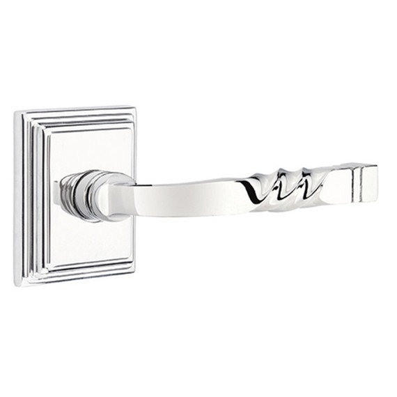 Emtek 8161-SF-US26 Santa Fe Door Lever Passage Set With Wilshire Rosette Polished Chrome
