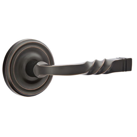 Emtek 8200-SF-US10B Santa Fe Door Lever Privacy Set With Regular Rosette Oil Rubbed Bronze