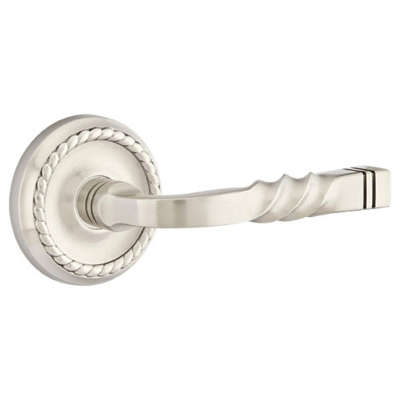 Emtek 8201-SF-US15 Santa Fe Door Lever Privacy Set With Rope Rosette Satin Nickel