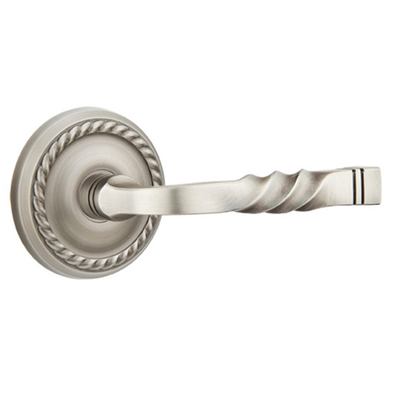 Emtek 8201-SF-US15A Santa Fe Door Lever Privacy Set With Rope Rosette Pewter