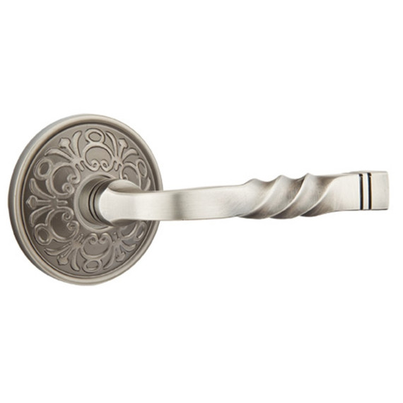 Emtek 8206-SF-US15A Santa Fe Door Lever Privacy Set With Lancaster Rosette Pewter