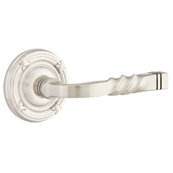 Emtek 8207-SF-US15 Santa Fe Door Lever Privacy Set With Ribbon & Reed Rosette Satin Nickel