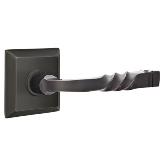 Emtek 8231-SF-US10B Santa Fe Door Lever Privacy Set With Quincy Rosette Oil Rubbed Bronze