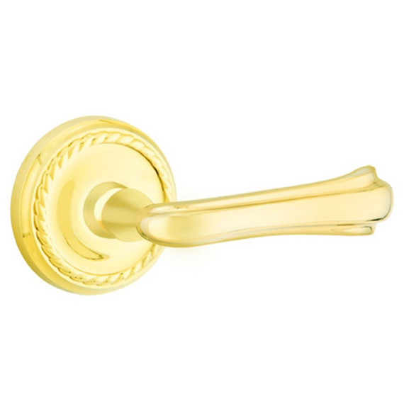 Emtek 8101-WM-US3 Wembley Door Lever Passage Set With Rope Rosette Polished Brass