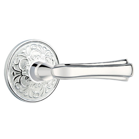 Emtek 8106-WM-US26 Wembley Door Lever Passage Set With Lancaster Rosette Polished Chrome