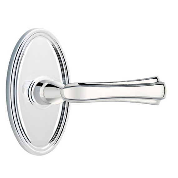 Emtek 8120-WM-US26 Wembley Door Lever Passage Set With Oval Rosette Polished Chrome