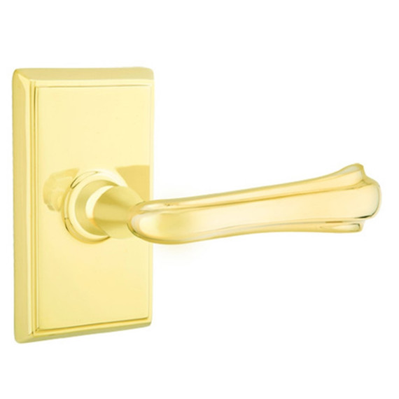 Emtek 8121-WM-US3 Wembley Door Lever Passage Set With Rectangular Rosette Polished Brass