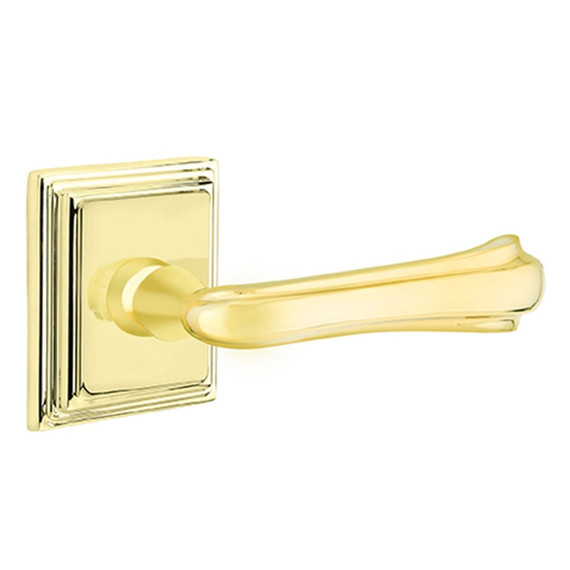 Emtek 8161-WM-US3 Wembley Door Lever Passage Set With Wilshire Rosette Polished Brass