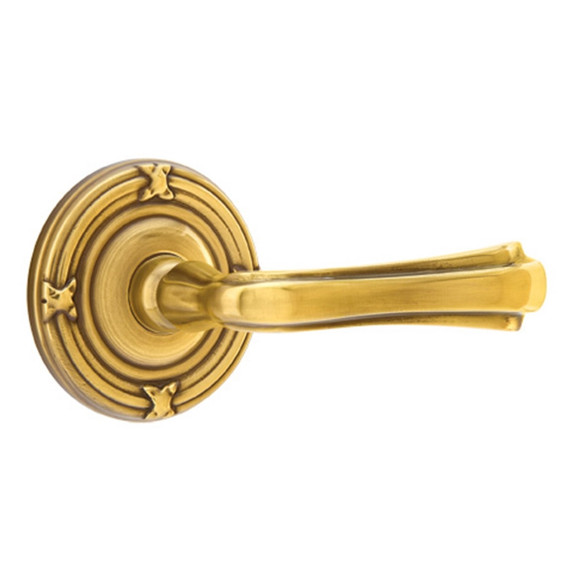 Emtek 8207-WM-US7 Wembley Door Lever Privacy Set With Ribbon & Reed Rosette French Antique