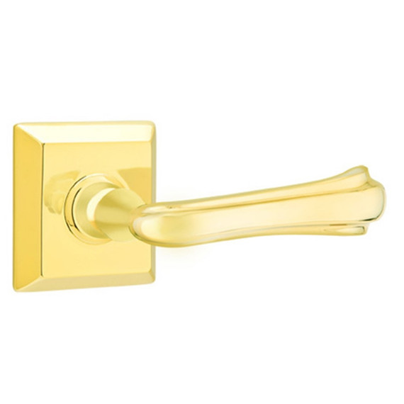 Emtek 8231-WM-US3 Wembley Door Lever Privacy Set With Quincy Rosette Polished Brass