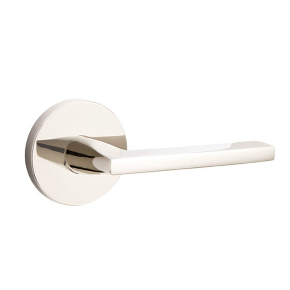 Emtek 5059-HLO-US14 Helios Door Lever Dummy Set With Disk Rosette Polished Nickel