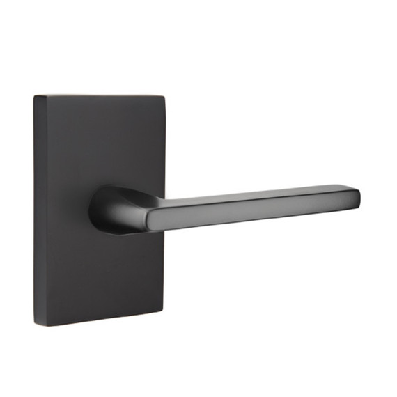 Emtek 5112-HLO-US19 Helios Door Lever Passage Set With Modern Rectangular Rosette Flat Black