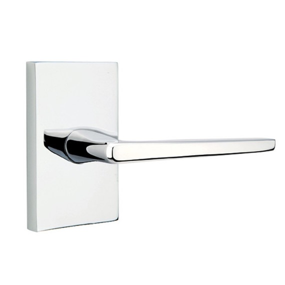 Emtek 5112-HER-US26 Hermes Door Lever Passage Set With Modern Rectangular Rosette Polished Chrome