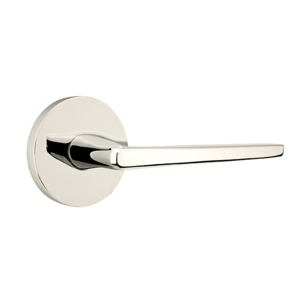 Emtek 5209-HER-US14 Hermes Door Lever Privacy Set With Disk Rosette Polished Nickel