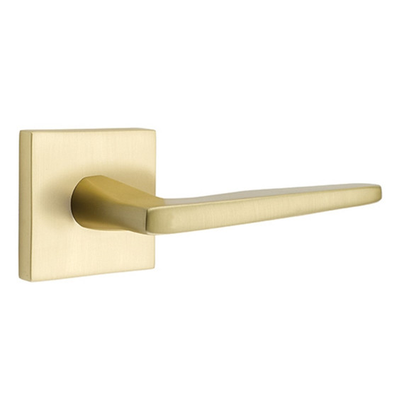 Emtek 5210-HER-US4 Hermes Door Lever Privacy Set With Square Rosette Satin Brass