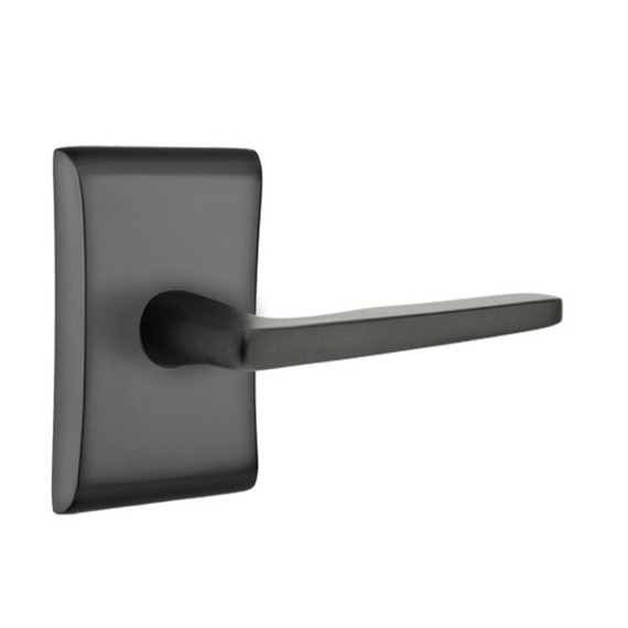 Emtek 5211-HER-US19 Hermes Door Lever Privacy Set With Neos Rosette Flat Black