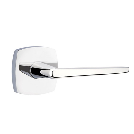 Emtek 5326-HER-US26 Hermes Door Lever Privacy Set With Urban Modern Rosette Polished Chrome