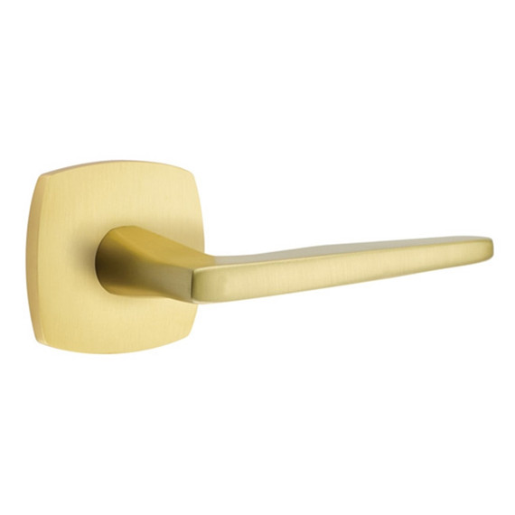 Emtek 5326-HER-US4 Hermes Door Lever Privacy Set With Urban Modern Rosette Satin Brass