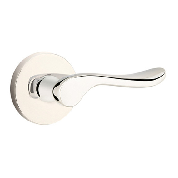 Emtek 5109-LU-US14 Luzern Door Lever Passage Set With Disk Rosette Polished Nickel
