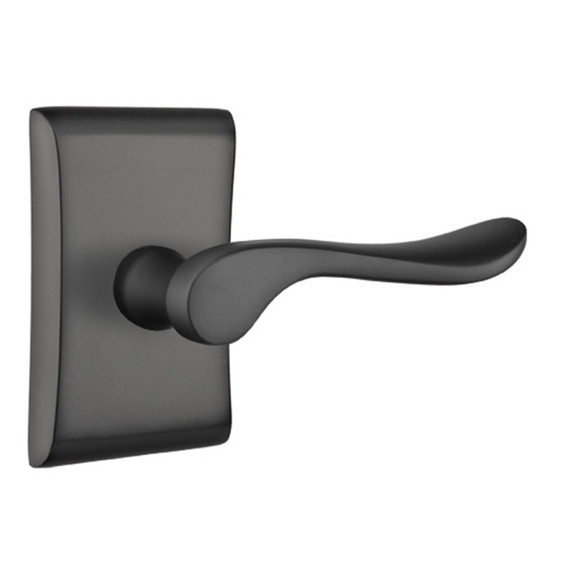 Emtek 5211-LU-US19 Luzern Door Lever Privacy Set With Neos Rosette Flat Black