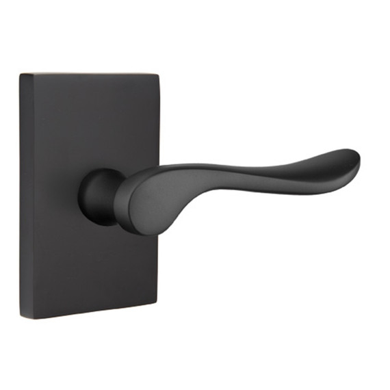 Emtek 5212-LU-US19 Luzern Door Lever Privacy Set With Modern Rectangular Rosette Flat Black