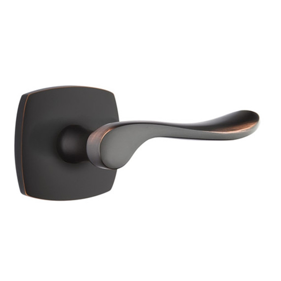 Emtek 5326-LU-US10B Luzern Door Lever Privacy Set With Urban Modern Rosette Oil Rubbed Bronze