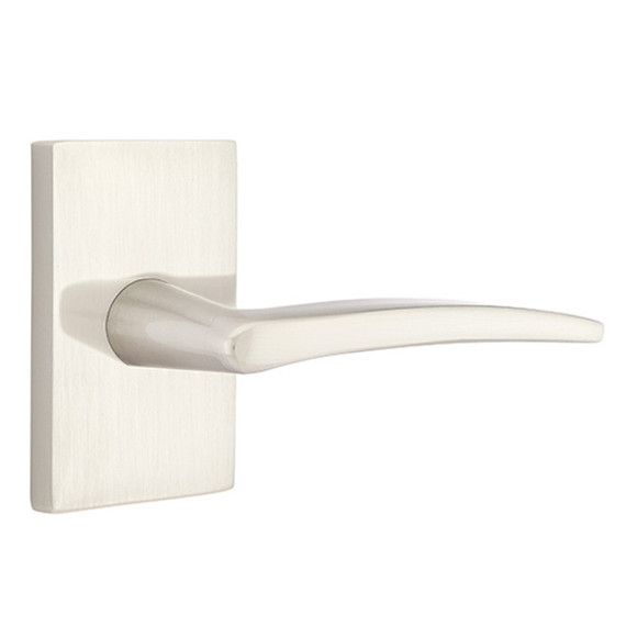 Emtek 5052-POS-US15 Poseidon Door Lever Dummy Set With Modern Rectangular Rosette Satin Nickel