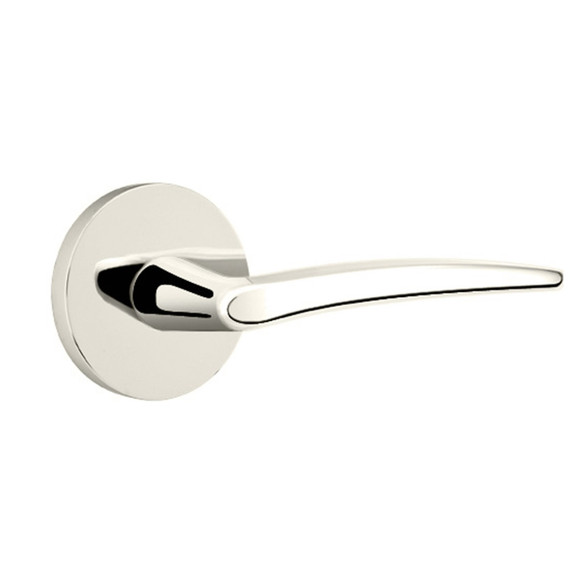 Emtek 5109-POS-US14 Poseidon Door Lever Passage Set With Disk Rosette Polished Nickel