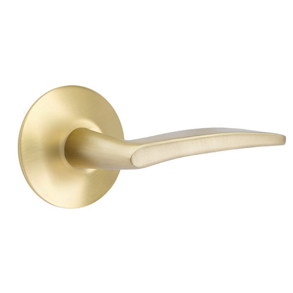 Emtek 5207-POS-US4 Poseidon Door Lever Privacy Set With Modern Rosette Satin Brass