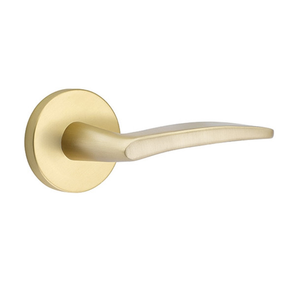 Emtek 5209-POS-US4 Poseidon Door Lever Privacy Set With Disk Rosette Satin Brass
