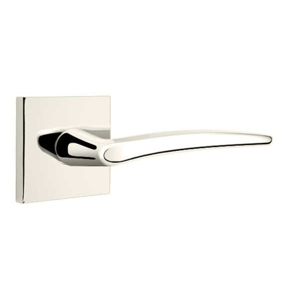 Emtek 5210-POS-US14 Poseidon Door Lever Privacy Set With Square Rosette Polished Nickel
