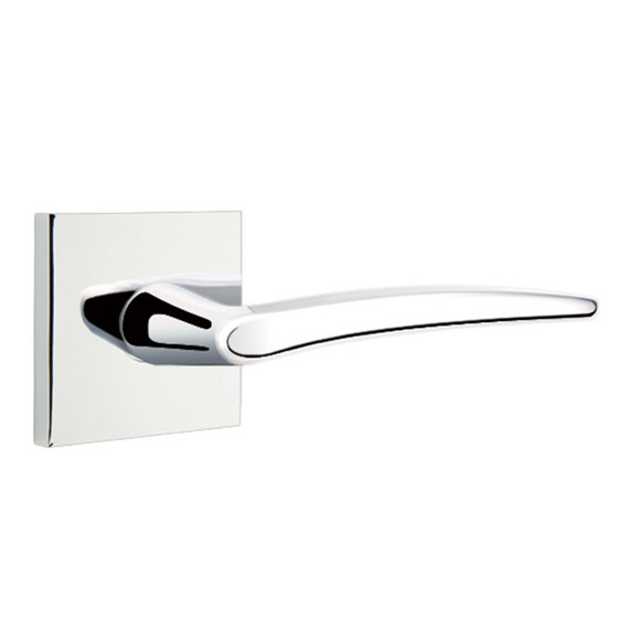 Emtek 5210-POS-US26 Poseidon Door Lever Privacy Set With Square Rosette Polished Chrome