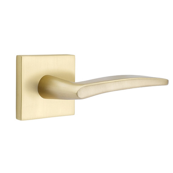 Emtek 5210-POS-US4 Poseidon Door Lever Privacy Set With Square Rosette Satin Brass